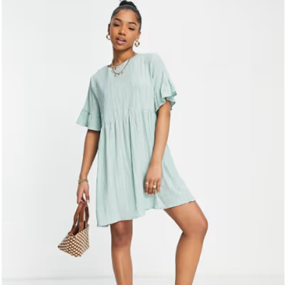 Lola May Mint Green Mini Smock Dress